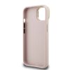 Guess PU-gránult 4G Logo állványos kamerakeretes tok iPhone 14 készülékhez rózsaszín