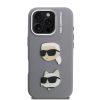 Karl Lagerfeld Grained PU K&CH Heads tok iPhone 16 Pro Max készülékhez szürke