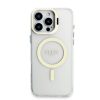 Guess PC/TPU elektroplátázott, állvánnyal ellátott, kamerakeretes MagSafe tok cserélhető háttérrel iPhone 16 Pro Max készülékhez