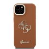 Guess PU domborzott 4G Logo álló kamerakeretes tok iPhone 15 készülékhez barna