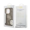 Guess PU 4G Metal Logo Stand Camera Frame tok iPhone 15 Pro Max készülékhez barna