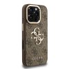 Guess PU 4G Metal Logo Stand Camera Frame tok iPhone 16 Pro Max készülékhez barna