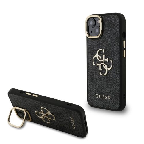 Guess PU 4G Metal Logo Stand Camera Frame tok iPhone 14 készülékhez fekete