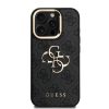Guess PU 4G Metal Logo Stand Camera Frame tok iPhone 15 Pro Max készülékhez fekete