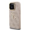 Guess PU 4G Metal Logo állványos kamera keretes tok iPhone 15 Pro Max készülékhez rózsaszín