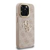Guess PU 4G Metal Logo állványos kamera keretes tok iPhone 15 Pro Max készülékhez rózsaszín