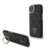 Guess PU 4G Strass Triangle Logo Stand Camera Frame MagSafe tok iPhone 14 készülékhez fekete