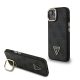 Guess PU 4G Strass Triangle Logo Stand Camera Frame MagSafe tok iPhone 14 készülékhez fekete