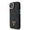 Guess PU 4G Strass Triangle Logo Stand Camera Frame MagSafe tok iPhone 14 készülékhez fekete