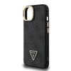 Guess PU 4G Strass Triangle Logo Stand Camera Frame MagSafe tok iPhone 14 készülékhez fekete