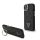 Guess PU 4G Strass Triangle Logo Stand Camera Frame MagSafe tok iPhone 15 készülékhez fekete