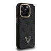 Guess PU 4G Strass Triangle Logo Állványos Kamerakeretes MagSafe tok iPhone 15 Pro Max készülékhez fekete