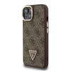 Guess PU 4G Strass Triangle Logo Stand Camera Frame MagSafe tok iPhone 14 készülékhez barna