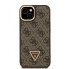 Guess PU 4G Strass Triangle Logo Stand Camera Frame MagSafe tok iPhone 14 készülékhez barna