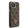 Guess PU 4G Strass Triangle Logo Stand Camera Frame MagSafe tok iPhone 14 készülékhez barna