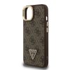 Guess PU 4G Strass Triangle Logo Stand Camera Frame MagSafe tok iPhone 14 készülékhez barna