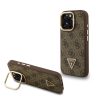 Guess PU 4G Strass Triangle Logo Stand Camera Frame MagSafe Tok iPhone 15 Pro Max készülékhez barna