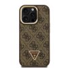 Guess PU 4G Strass Triangle Logo Stand Camera Frame MagSafe Tok iPhone 15 Pro Max készülékhez barna