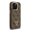 Guess PU 4G Strass Triangle Logo Stand Camera Frame MagSafe Tok iPhone 15 Pro Max készülékhez barna