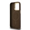 Guess PU 4G Strass Triangle Logo Stand Camera Frame MagSafe Tok iPhone 15 Pro Max készülékhez barna
