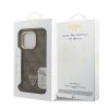 Guess PU 4G Strass Triangle Logo Stand Camera Frame MagSafe Tok iPhone 15 Pro Max készülékhez barna