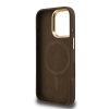 Guess PU 4G Strass Triangle Logo Stand Camera Frame MagSafe tok iPhone 16 Pro Max készülékhez barna