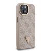 Guess PU 4G Strass Triangle Logo Stand Camera Frame MagSafe tok iPhone 14 készülékhez rózsaszín