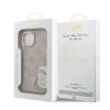 Guess PU 4G Strass Triangle Logo Stand Camera Frame MagSafe tok iPhone 15 készülékhez rózsaszín