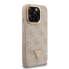 Guess PU 4G Strass Triangle Logo Stand Camera Frame MagSafe tok iPhone 15 Pro Max készülékhez rózsaszín