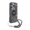 Guess IML Flowers Pearl Strap MagSafe tok iPhone 16 Pro Max készülékhez fekete