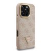 Guess PU 4G Strass Triangle Logo Stand Camera Frame MagSafe tok iPhone 16 Pro Max készülékhez rózsaszín
