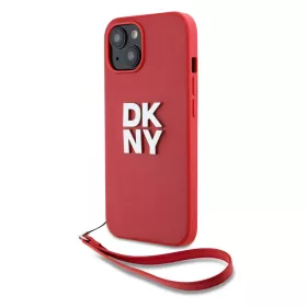   DKNY PU bőr Stack Logo csuklópántos tok iPhone 14 készülékhez piros