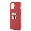 DKNY PU bőr Stack Logo csuklópántos tok iPhone 14 készülékhez piros