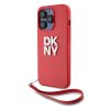 DKNY PU bőr Stack Logo csuklós tok iPhone 14 Pro készülékhez piros