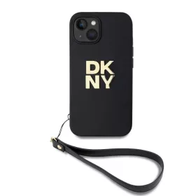   DKNY PU Leather Stack Logo Wrist Strap tok iPhone 14 készülékhez fekete