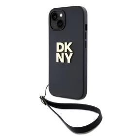   DKNY PU Leather Stack Logo Wrist Strap tok iPhone 14 készülékhez fekete