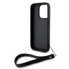 DKNY PU bőr Stack Logo csuklós szíjjal ellátott tok iPhone 14 Pro készülékhez fekete