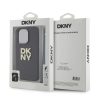 DKNY PU bőr Stack Logo csuklós szíjjal ellátott tok iPhone 14 Pro készülékhez fekete