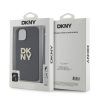 DKNY PU Leather Stack Logo csuklópántos tok iPhone 15 készülékhez fekete