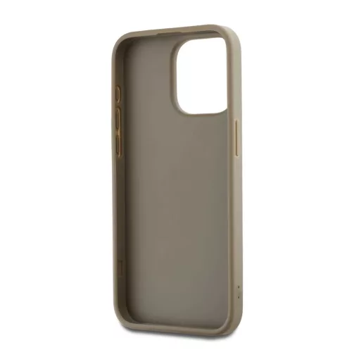 DKNY PU bőr Stack Logo csuklópántos tok iPhone 14 Pro Max készülékhez bézs
