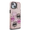 Karl Lagerfeld IML Multi K&CH Heads tok iPhone 15 készülékhez rózsaszín
