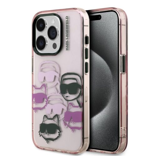 Karl Lagerfeld IML Multi K&CH Heads tok iPhone 15 Pro Max készülékhez rózsaszín
