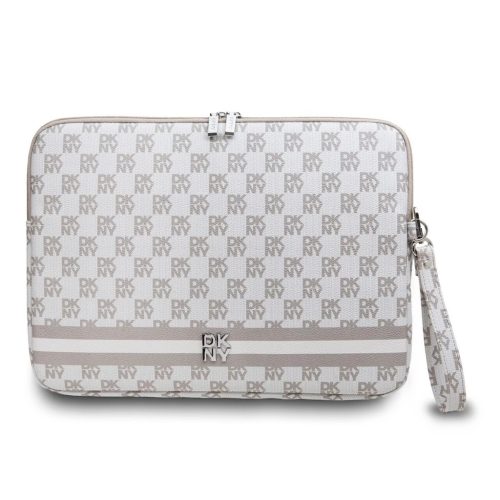 DKNY PU bőr Checkered Pattern and Stripe laptop tok 13/14" bézs