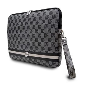   DKNY PU bőr Checkered Pattern and Stripe laptop tok 15/16" fekete