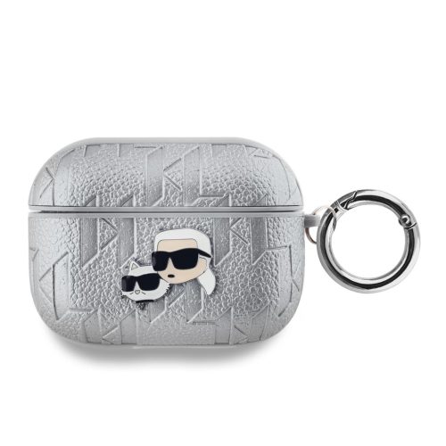 Karl Lagerfeld PU Embossed Karl and Choupette Heads tok AirPods Pro készülékhez ezüst