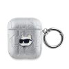 Karl Lagerfeld PU domborított Choupette tok AirPods 1/2 készülékhez ezüst