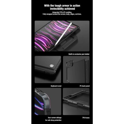 Nillkin Bumper GO billentyűzetes tok (Backlit Version) iPad Air 4/5/10.9 (2020/11/2024/2025) és iPad Pro 11 (2020/2021/2022) készülékhez fekete