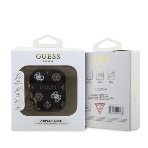 Guess PU 4G Peony Charm tok AirPods 1/2 készülékhez fekete