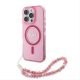 Guess IML Glitter Strap MagSafe tok iPhone 16 Pro Max készülékhez rózsaszín