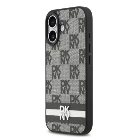   DKNY PU Leather Checkered Pattern and Stripe tok iPhone 17 készülékhez fekete
